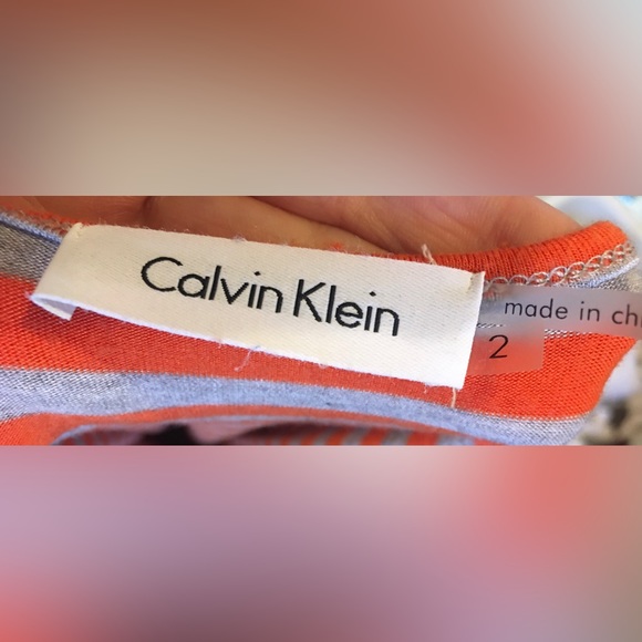 Woman’s Calvin Klein Size 2 (XS-S) Sleeveless Long Maxi Dress ORANGE AND GRAY - Picture 1 of 11